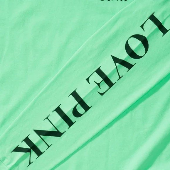 Victorias Secret PINK Campus tee long sleeve mint neon green - Picture 4 of 5